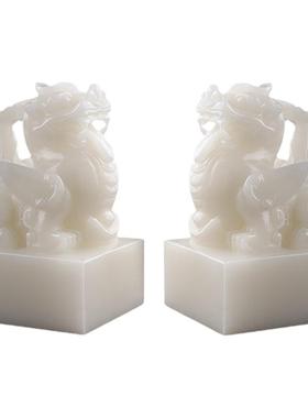 玉石招财貔貅玉玺印章办公室摆件