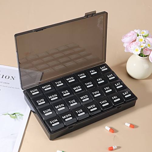 透明4*7格多28格装盒格分便携色天多药盒7一周收纳盒药盒PP分类