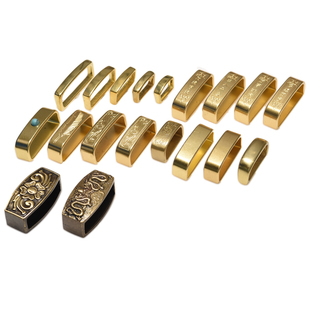 纯黄铜皮带圈 纯铜唐草羽毛皮带环DIY配件腰带固定介子尾夹多规格