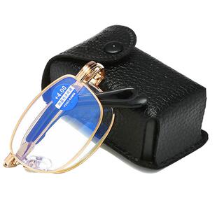 耐磨高清水晶玻璃老花镜可折叠便携式老人男女时尚老化镜老光眼镜