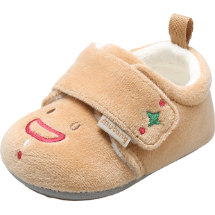 牧童圣诞红柔抱鞋冬季男女宝宝软底新年婴儿加绒保暖小孩二棉鞋子