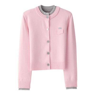 NMORE设计师品牌 25秋季新款 梭织领拼圆领针织爱丽丝纹开衫