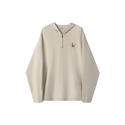 英国小狐狸半拉链连帽卫衣