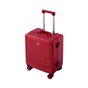 新婚陪嫁行李箱红色女结婚18寸登机pc材质耐用铝框小型红喜皮箱小
