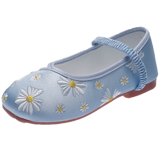 汉服鞋子儿童布鞋古装女童绣花鞋民族国风公主唐装老北京刺绣布鞋