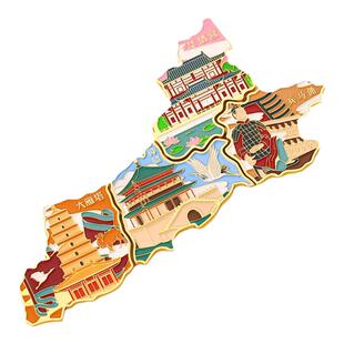西安文创金属冰箱贴定制 中国地图拼图磁吸贴装饰 城市旅游纪念品
