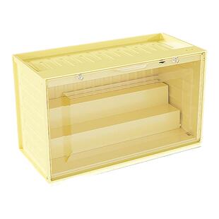 盲盒展示架透明多层泡泡玛特集装箱乐高收纳盒萌粒手办柜子带灯