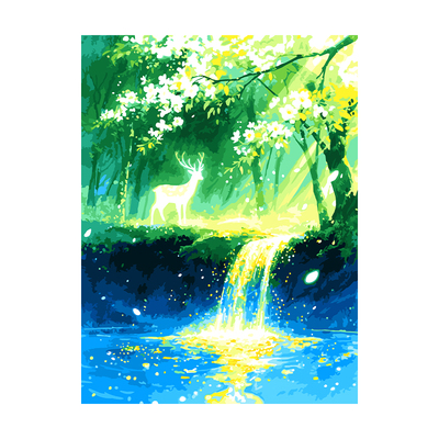 自油自画 数字油画diy手绘手工填充填色减压丙烯油彩画 林深见鹿