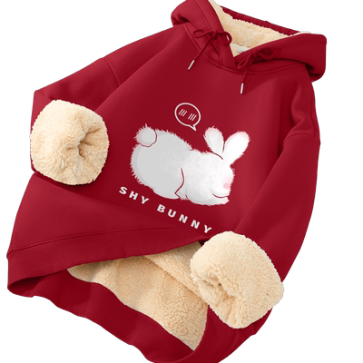 真维斯加厚羊羔毛连帽女卫衣新款