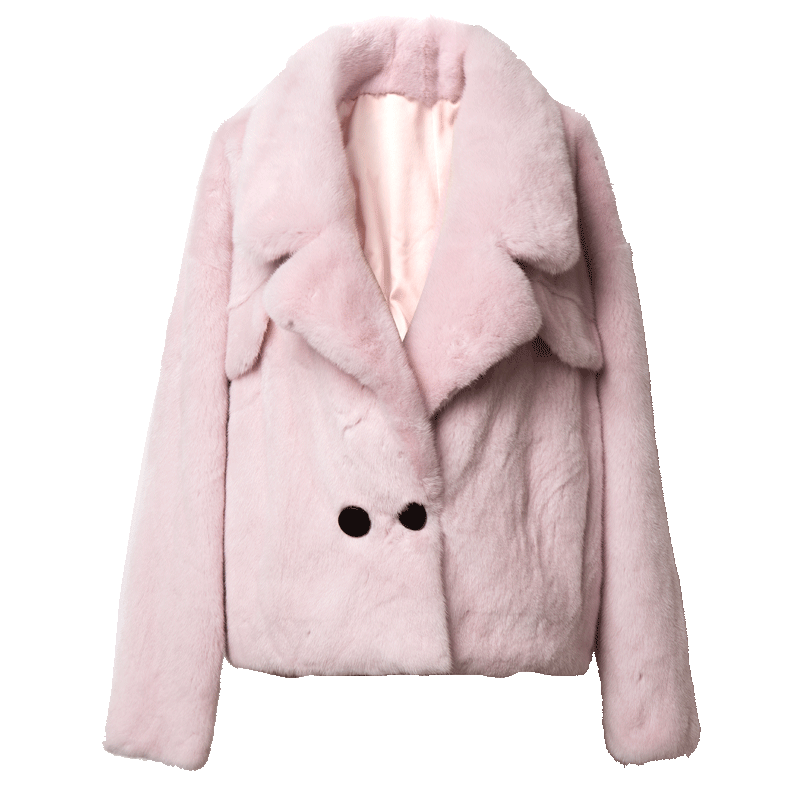 水貂皮草外套如何搭配：粉色皮草水貂外套搭配