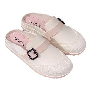 2025春夏季时尚外穿包头鞋懒人百搭防滑软底英伦风平底舒适半拖鞋