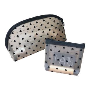 日单~五个款式选~植绒网纱爱心便携化妆包旅行洗漱包口红小包包