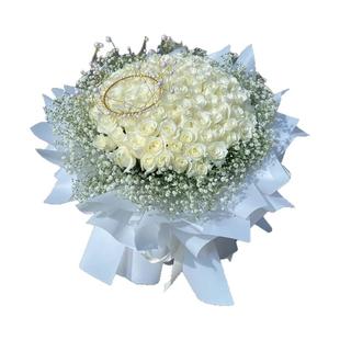 白玫瑰99朵鲜花花束同城配送速递全国广州上海北京花店表白送女友