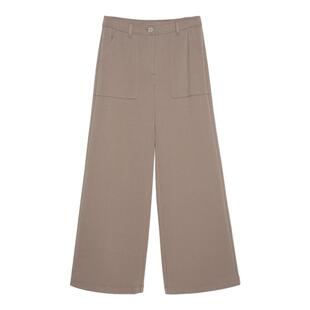 ZUCZUG 素然秋季女士气质经典宽松羊毛罗马布微喇松直筒休闲裤