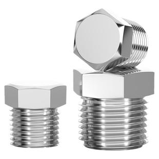 316不锈钢外六角堵头英制ZG PT R RC美制NPT管堵六角油塞闷头螺塞