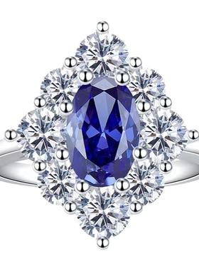 莫桑石繁花蓝宝石戒指