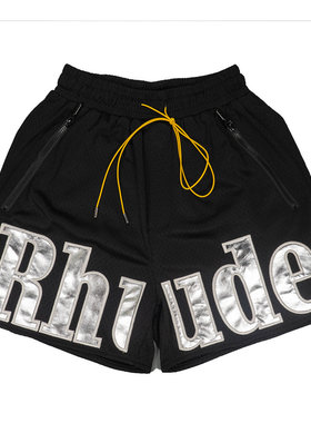RHUDE美式高街刺绣网眼五分短裤