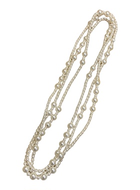 白色8mm施家珠珍珠项链复古多层