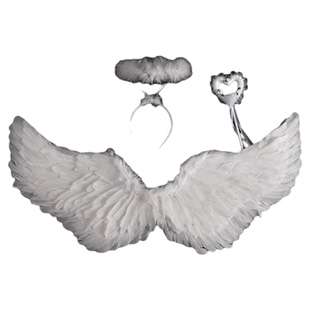 精灵翅膀白色天使羽毛翅膀婚礼万圣节日表演背部装饰cos道具儿童