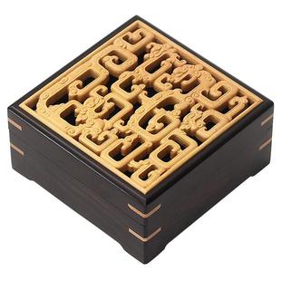 复古苏式红木香盒家用檀香室内香薰炉茶道卧香盒盘香座木质焚香器