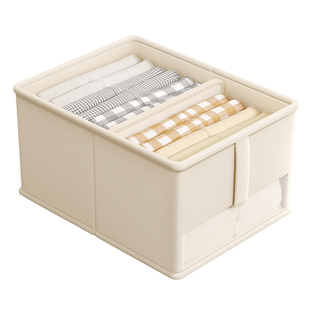 棉麻衣服收纳箱家用衣柜分层收纳神器透气衣物整理筐裤子收纳盒