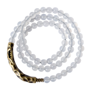 原创复古白玛瑙石多层手链项链双用女个性多圈石珠子手串珠串饰品