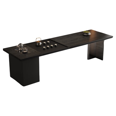 烧水壶茶盘一体实木大板茶桌椅