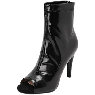 鱼嘴凉靴女夏季新款漆皮细跟短靴jazz爵士舞鞋heels舞高跟鞋大码