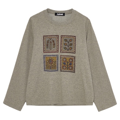 AUBRUINO手工钉珠印花长袖