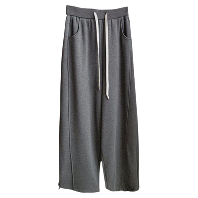 直筒垂感显瘦阔腿裤加绒束脚卫裤