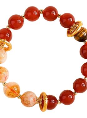 红玛瑙黄塔晶转运珠本命年手链