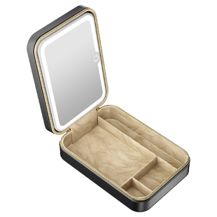 OBOX带镜化妆收纳盒通勤桌面随身便携补妆口红化妆刷气垫分区收纳