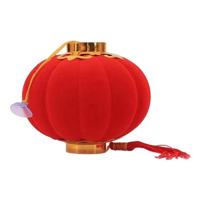 植绒小灯笼串挂饰树上大红新年元旦春节氛围装饰连串灯笼户外布置