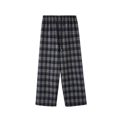 三福加绒裤子2025新款冬季宽松bf慵懒风格子阔腿休闲裤女装513111