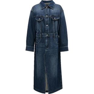 ONLY秋季时尚通勤做旧直筒中长裙牛仔连衣裙女|124442007