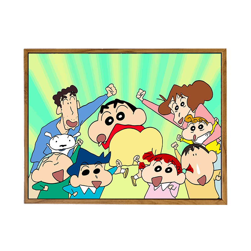 雅调diy数字油画蜡笔小新全家福