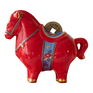 陶瓷马上赚钱创意摆件桌面玄关办公室家居饰品公司年会礼品马摆件