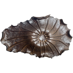 荷叶底座艺术创意通用仿实木摆件托架石头奇石底座树脂摆放托盘