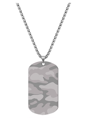 CCO迷彩方块牌吊坠项链