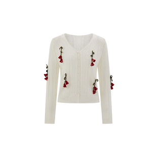 MELINDA LI【油彩美人】手钩铃兰花漂亮出片衣服绵羊毛针织开衫