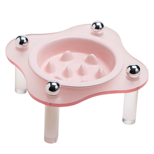 Petdebby陶瓷碗带亚克力碗架护边慢食碗防黑下巴高脚家用猫粮碗