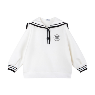 童装甜美元气学院海军领卫衣女童中大童秋活力俏皮格子