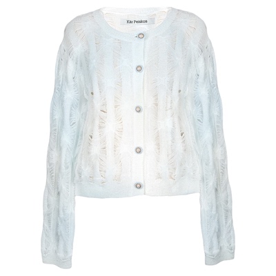 Kar Peiskos 秋冬新款渐变色印花开山羊毛开衫银泰百货 301600