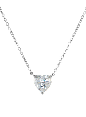 AHCHOO 静奢火彩莫桑钻石2克拉爱心气泡吊坠项链高级S925银锁骨链