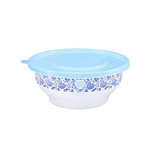 绿保康一次性餐盒圆形带盖高档打包碗塑料青花碗汤粉面圆碗可定制