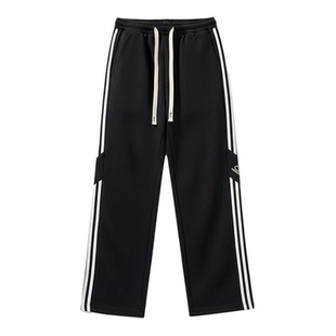 秋冬季新款加绒加厚长裤子男孩青少年学生直筒休闲运动卫裤男装士