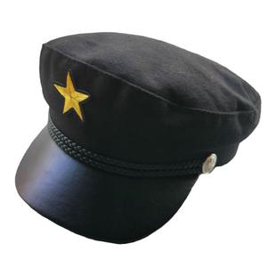 皮檐平顶帽子男款秋冬2025新款毛呢海军帽休闲英伦复古鸭舌贝雷帽