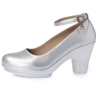 真皮中跟高跟跳舞鞋广场舞舞蹈鞋交际舞鞋室外走秀旗袍大小码女鞋