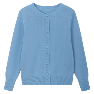 孙文秀studio极简风包扣毛衣秋冬极简圆领软糯休闲纯色不扎肉毛衣