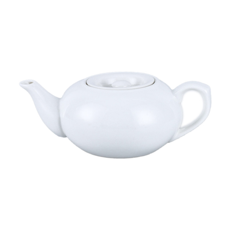 饭店酒店陶瓷高温茶壶大小号过滤壶大容量纯白色茶具餐厅泡茶水壶